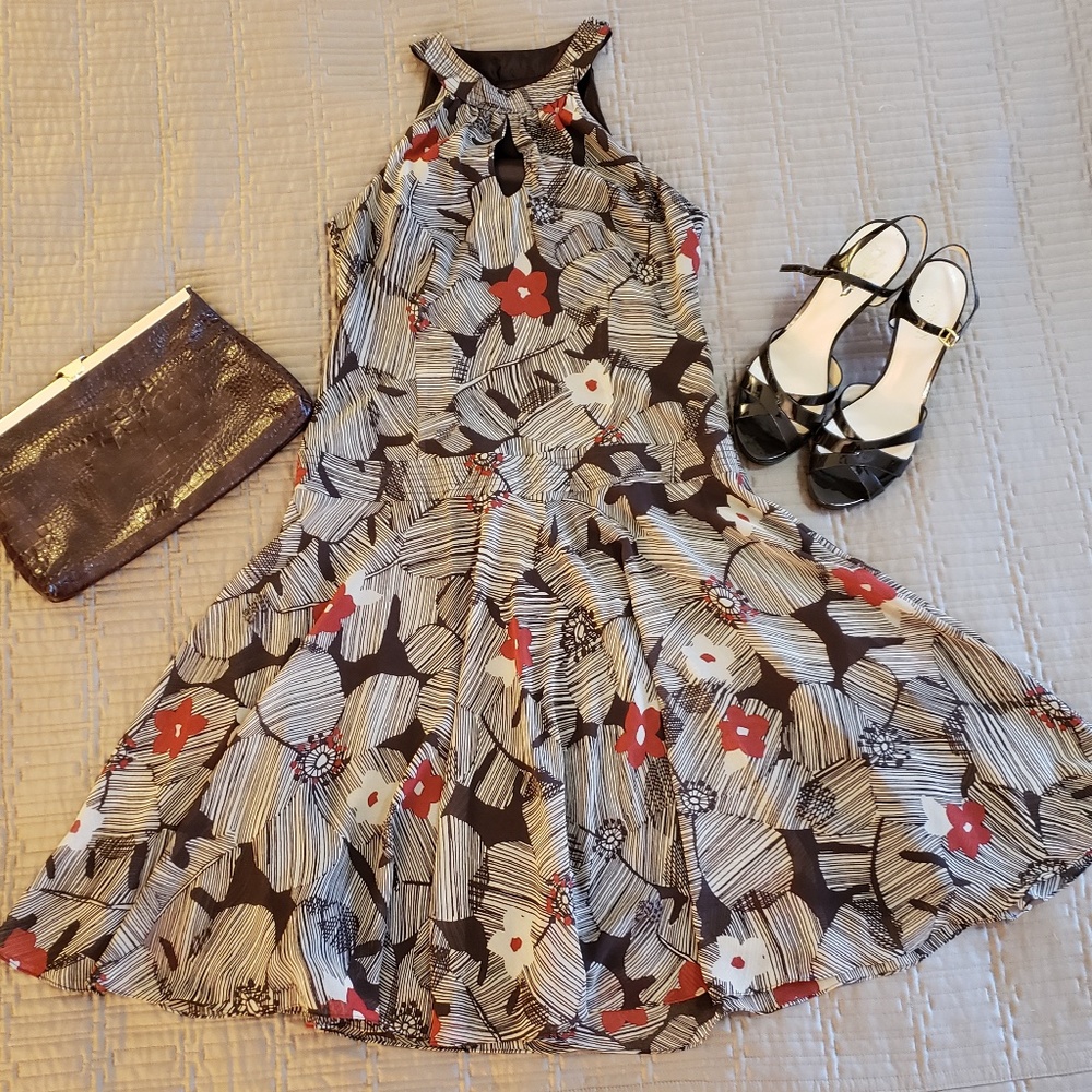 (Liz Claiborne) Brown and Red Floral Sleeveless